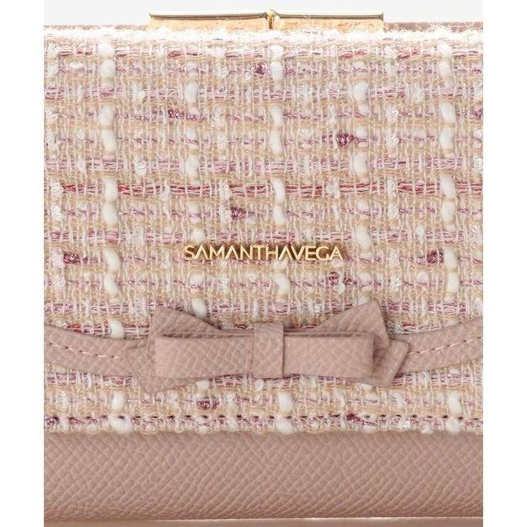 ツイードソリッドリボン折財布[品番：STJW0009348]｜SAMANTHAVEGA