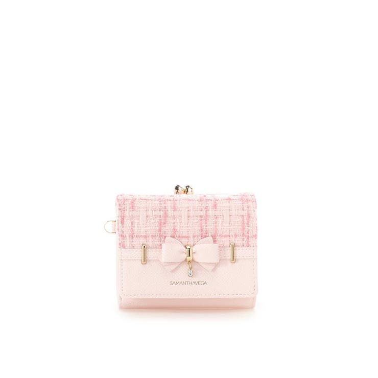 ピンク | リッチツイードアクセントリボン折財布 | SAMANTHAVEGA