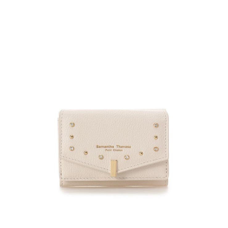 オフホワイト | ゴールドスタッズ ミニ折財布 | Samantha Thavasa Petit Choice
