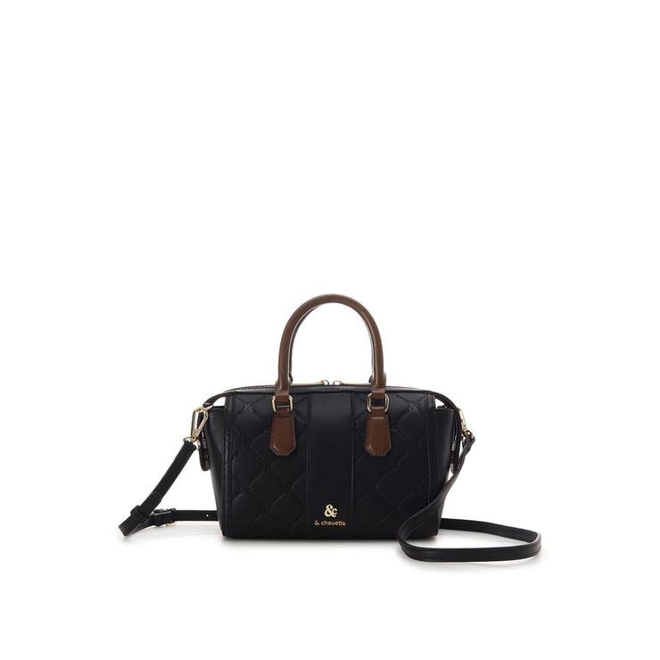 ブラック | 型押しモノグラム ミニボストンバッグ | & chouette