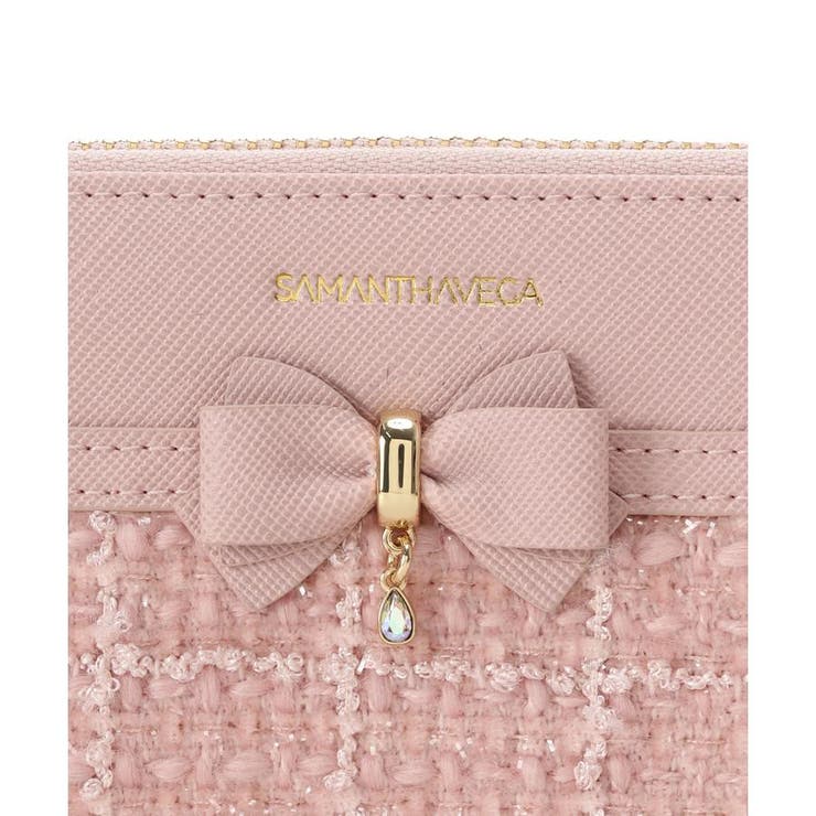 大人気!! SAMANTHAVEGA ツイードアクセントリボン長財布 ツイードアクセントリボン長財布[品番：STJW0013721