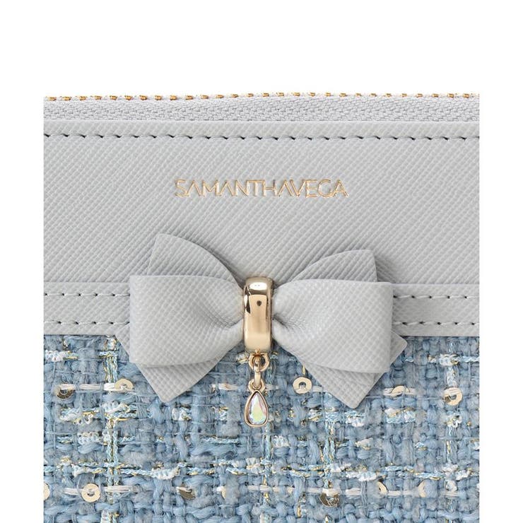 大人気!! SAMANTHAVEGA ツイードアクセントリボン長財布 ツイードアクセントリボン長財布[品番：STJW0013721