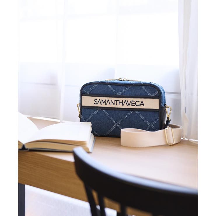ネイビー | ロゴテープデニム風ショルダー | SAMANTHAVEGA