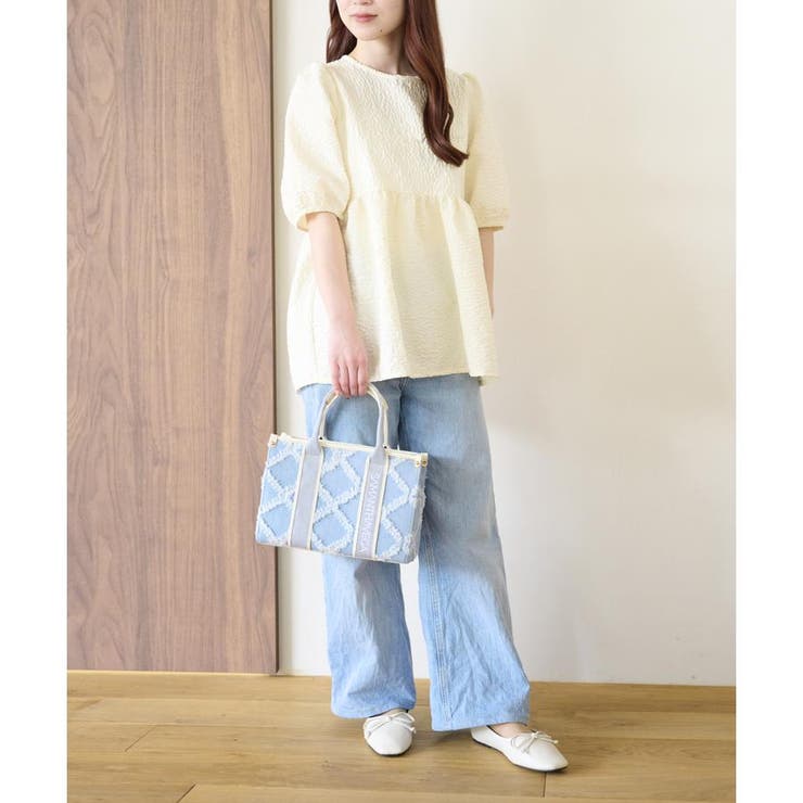 ブリーチデニム | ロゴテープデニム風トート（小） | SAMANTHAVEGA