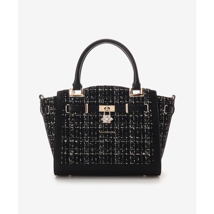 ブラック | ツイードベルトビジューハンドバッグ | SAMANTHAVEGA