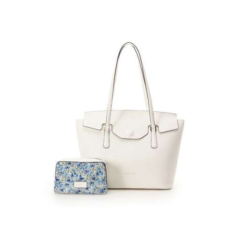 オフホワイト | 花柄ポーチ付き かぶせトートバッグ | Samantha Thavasa
