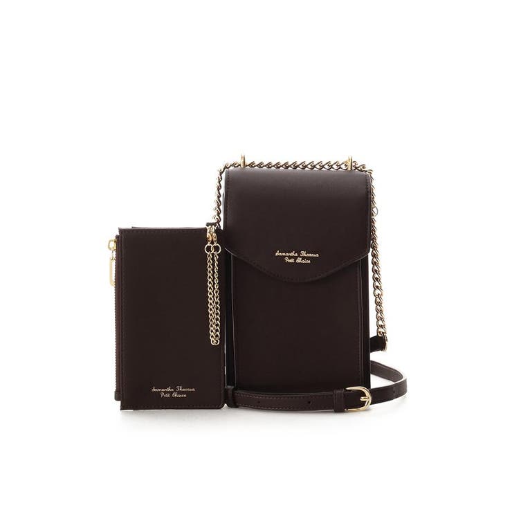 モカ | プリーツデザイン マルチケース付きスマホショルダー | Samantha Thavasa Petit Choice