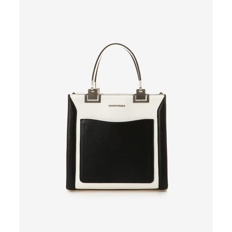 レター型ポーチ付きBOXトート(バイカラー)[品番：STJW0002969 