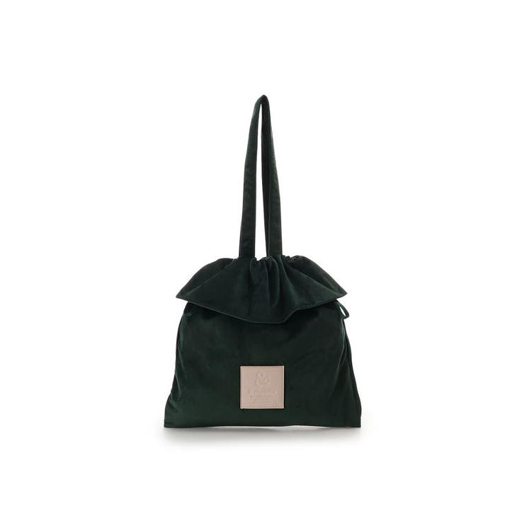 グリーン | ベロア調 巾着トートバッグ | & chouette