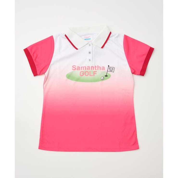 マゼンタ | グリーンロゴグラデーションポロシャツ | Samantha GOLF