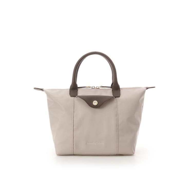 ベージュ | ナイロン×スプリットレザー カジュアルハンドバッグ | Samantha Thavasa