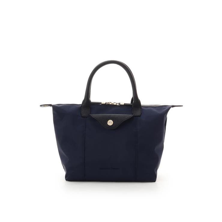 ネイビー | ナイロン×スプリットレザー カジュアルハンドバッグ | Samantha Thavasa