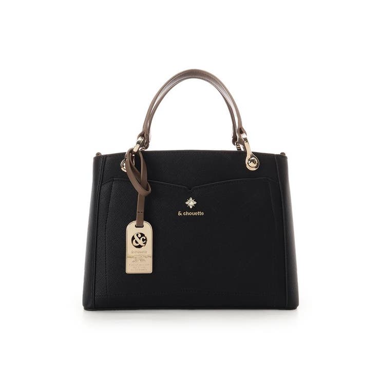 ブラック | ビジュー付きハンドバッグ | & chouette