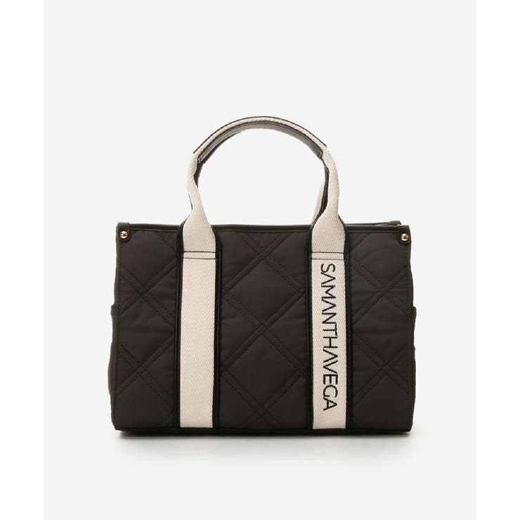 ブラック | ロゴテープキルティングハンドバッグ（小） | SAMANTHAVEGA