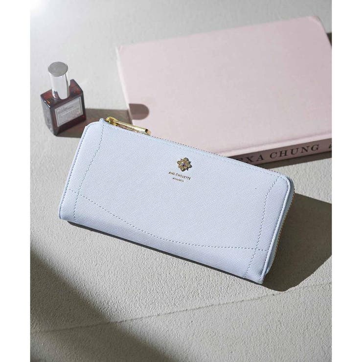 ライトブルー | ビジューL字ファスナー長財布 | & chouette