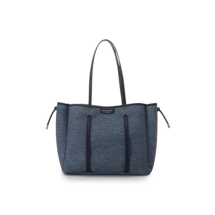 ネイビー | デニム調キャンバスデザイン 合皮トートバッグ 大サイズ | Samantha Thavasa