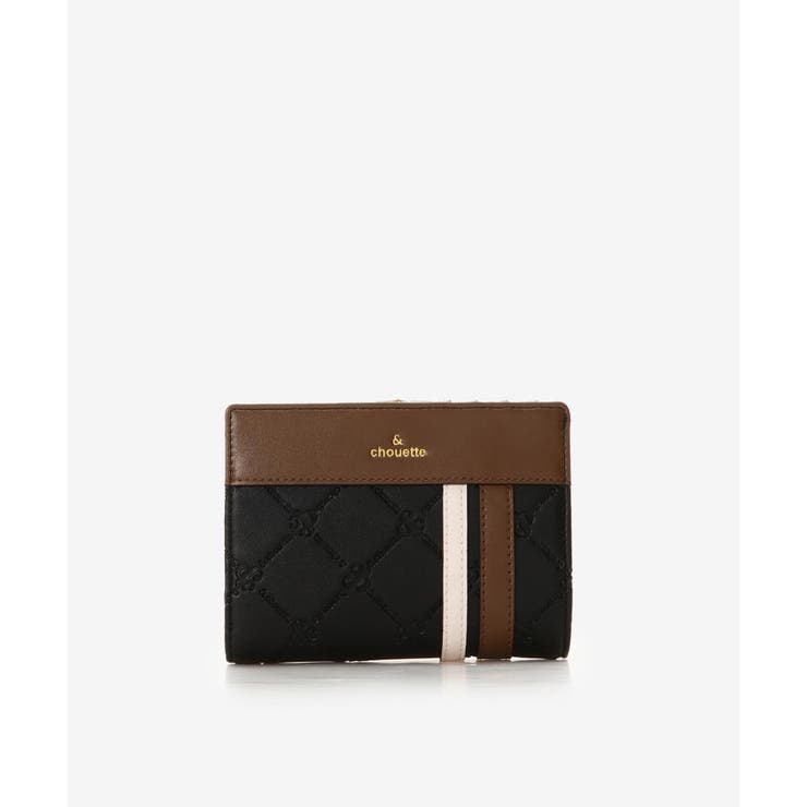ブラック | 型押しモノグラム スポーティーライン口金２つ折り財布 | & chouette