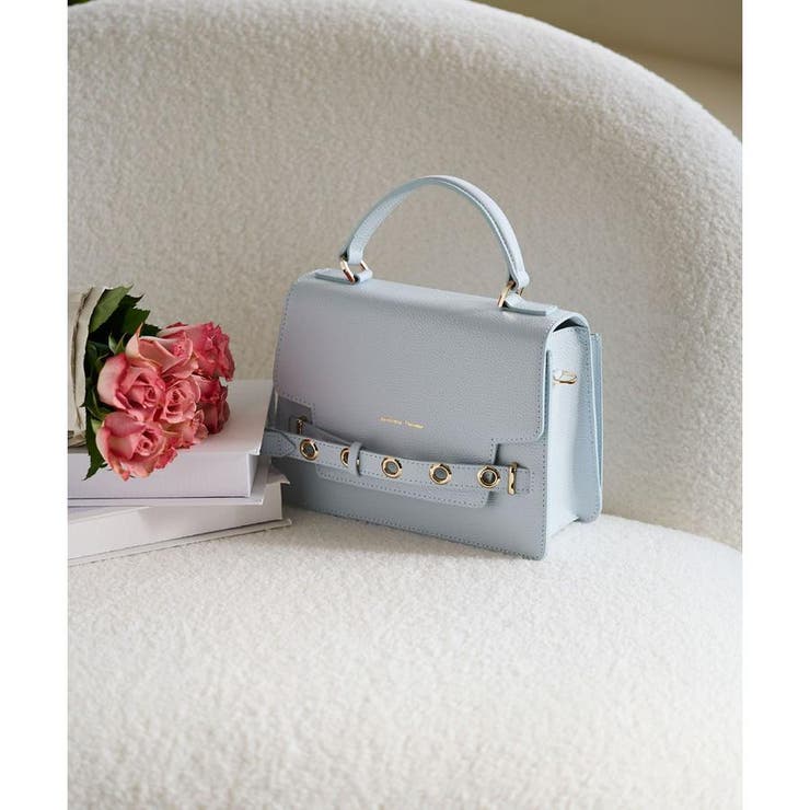 ライトブルー | ベルトデザインフラップワンハンドルバッグ | Samantha Thavasa