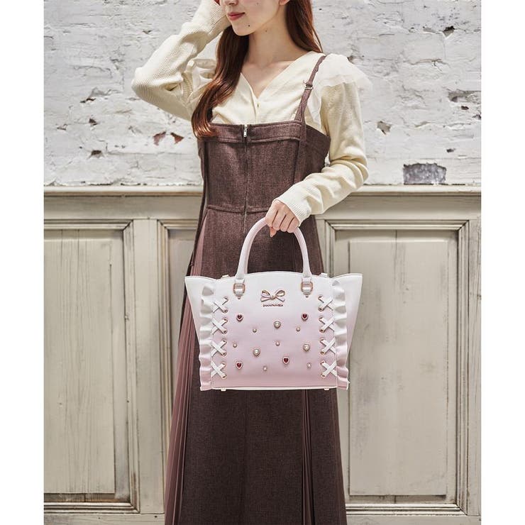 ピンク | レースアップハートビジューグラデーションフラッタ―(小) | SAMANTHAVEGA