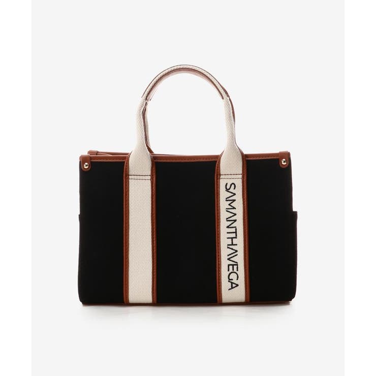 ブラック | ロゴテープキャンバスハンドバッグ（小） | SAMANTHAVEGA