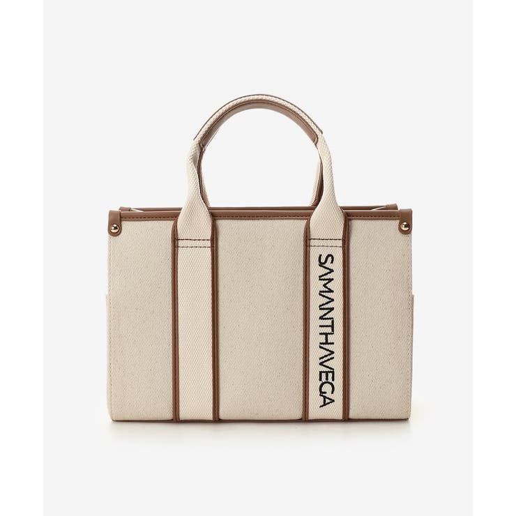 オフホワイト | ロゴテープキャンバスハンドバッグ（小） | SAMANTHAVEGA