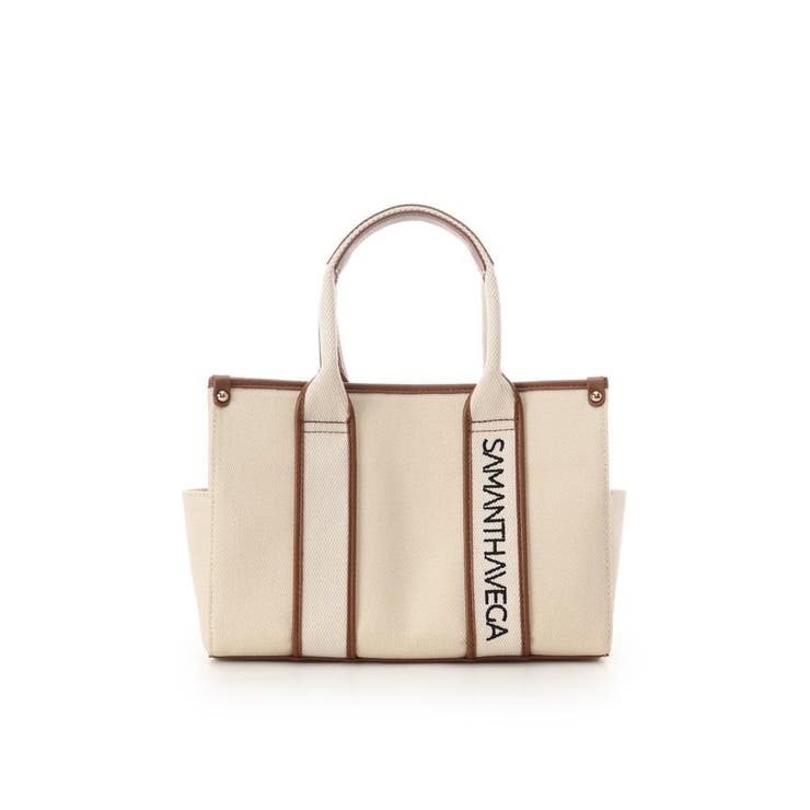 ベージュ | ロゴテープキャンバスハンドバッグ（小） | SAMANTHAVEGA