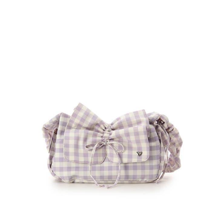 ラベンダー | ギンガムチェック リボンギャザーショルダーバッグ | & chouette