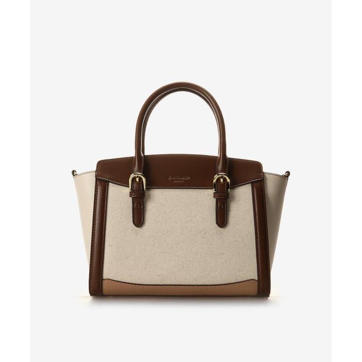 ブラウン | バイカラーキャンバスハンドバッグ | & chouette