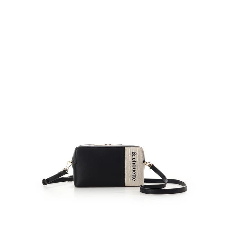 ブラック | キャンバスバイカラーショルダーバッグ | & chouette