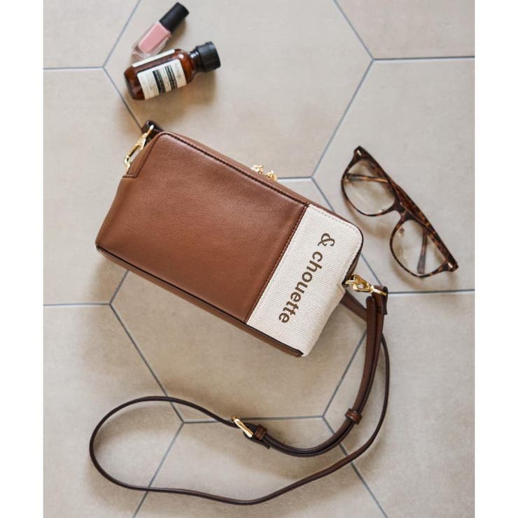 ブラウン | キャンバスバイカラーショルダーバッグ | & chouette