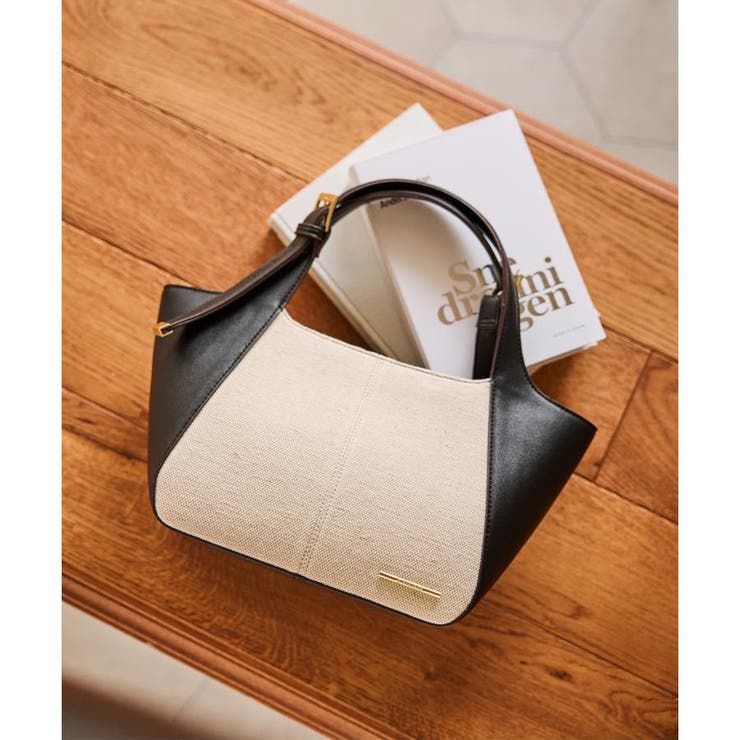 ブラック | キャンバスバイカラーハンドバッグ | & chouette