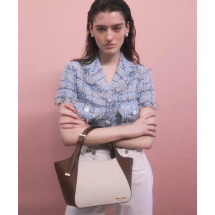 ブラウン | キャンバスバイカラーハンドバッグ | & chouette