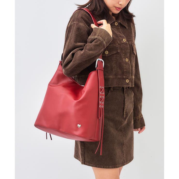 ワインレッド | ワイドベルトワンショルダーソフトバッグ | & chouette