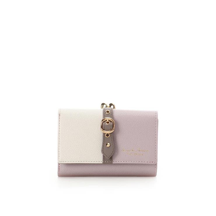 Samantha Thavasa Petit Choice - 新作☆サマンサタバサプチチョイス☆iPhone7☆バイカラーベルト☆グレージュ バイカラーフロントベルト 口金折財布[品番：STJW0014108