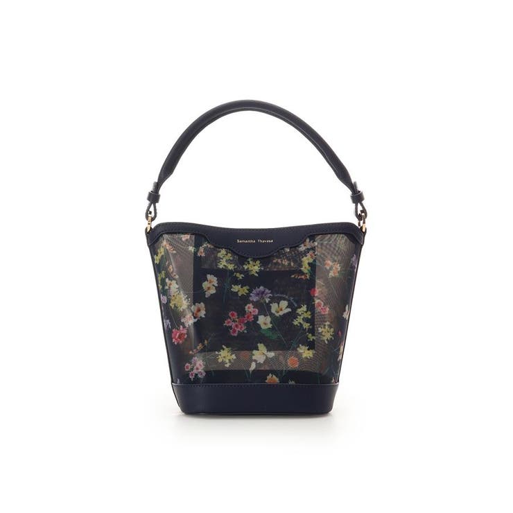 ネイビー | フラワーモチーフチュール ワンハンドルバッグ | Samantha Thavasa