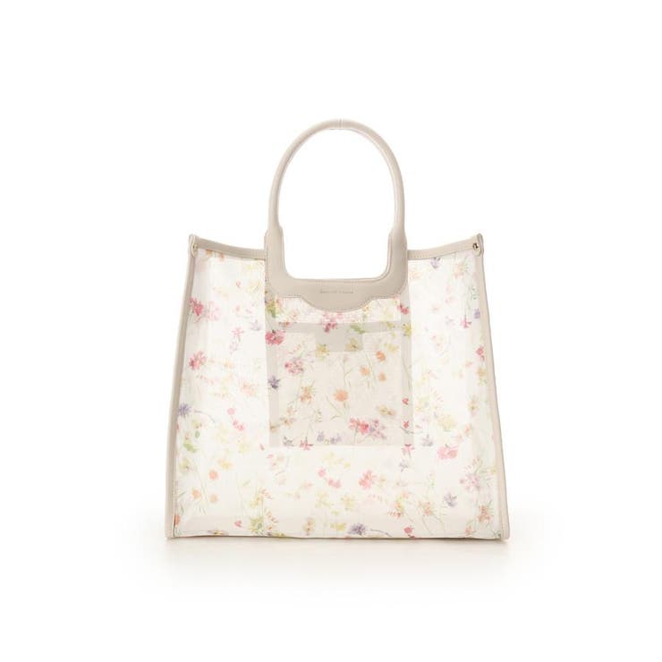 オフホワイト | フラワーモチーフチュール トートバッグ | Samantha Thavasa