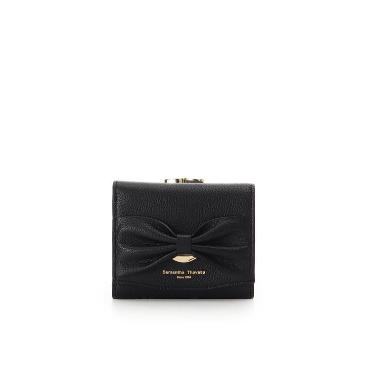 ブラック | リボンモチーフ口金折財布 | Samantha Thavasa