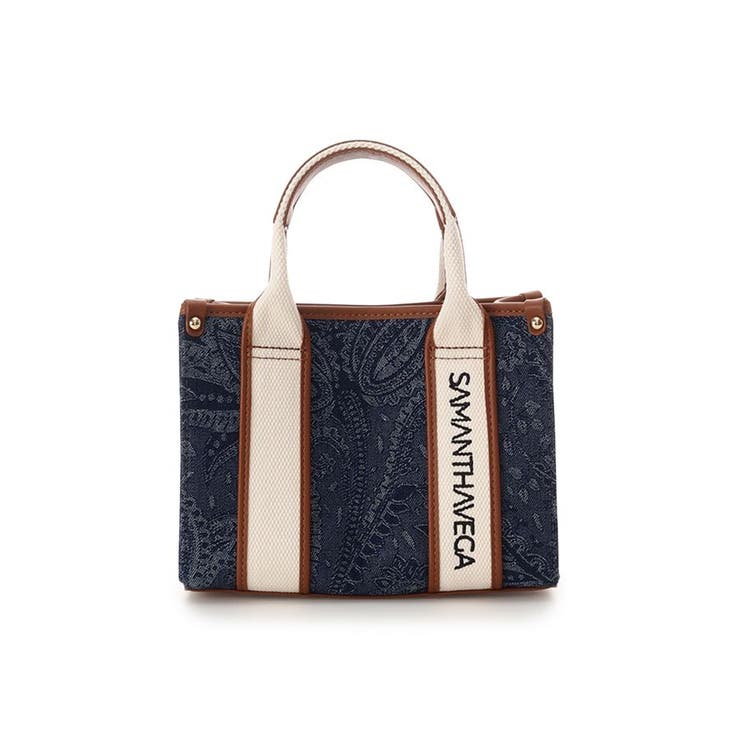 インディゴ | ロゴテープジャガード調トートバッグ（ミニ） | SAMANTHAVEGA