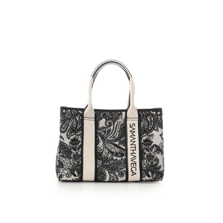 ブラック | ロゴテープジャガード調トートバッグ（小） | SAMANTHAVEGA