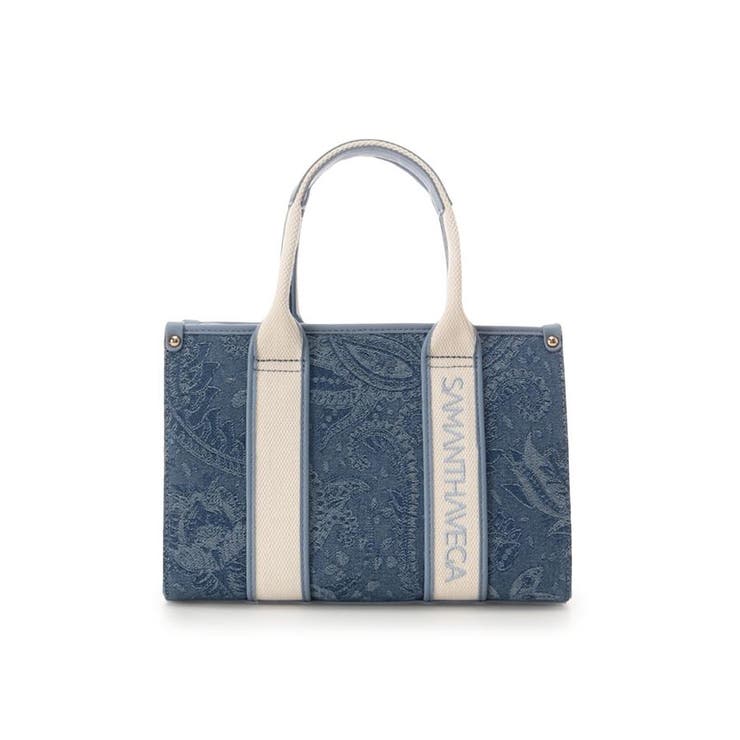ライトブルー | ロゴテープジャガード調トートバッグ（小） | SAMANTHAVEGA