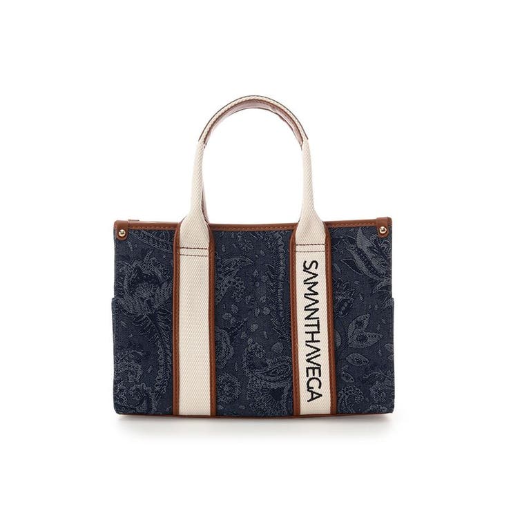 インディゴ | ロゴテープジャガード調トートバッグ（小） | SAMANTHAVEGA