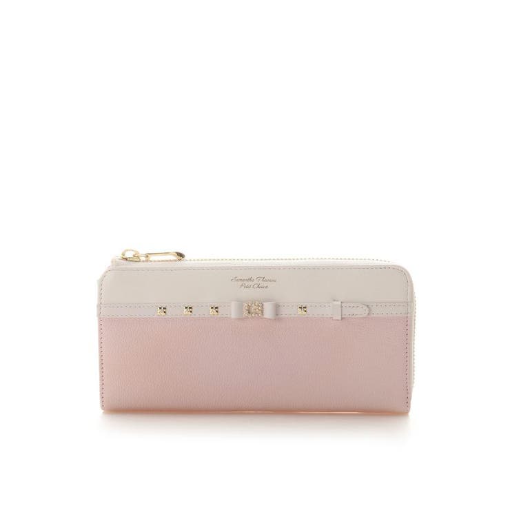 ピンク | パールストーンリボンベルトL字ジップ長財布 | Samantha Thavasa Petit Choice