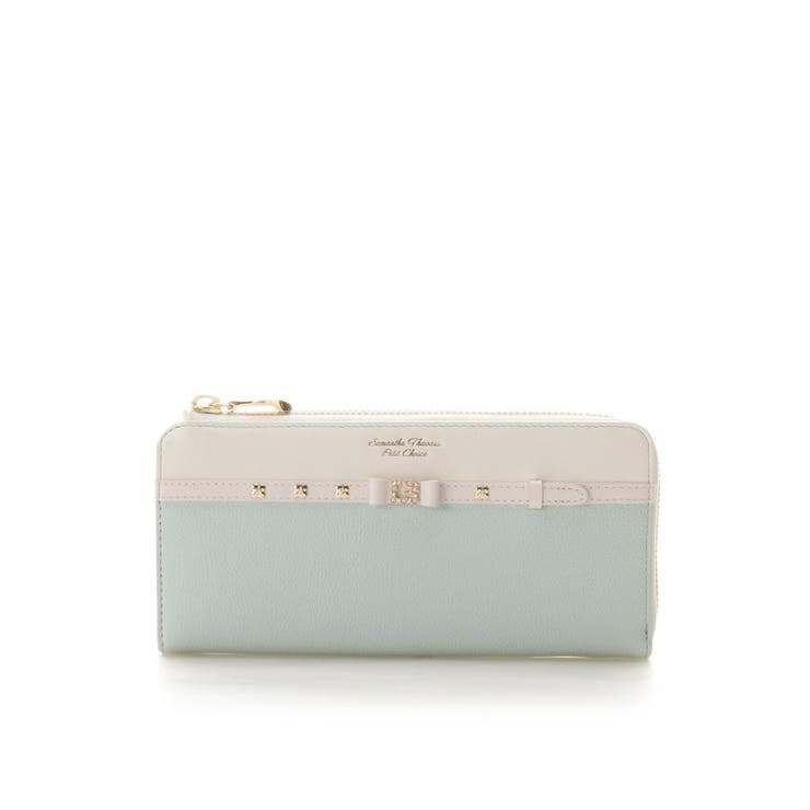 ミント | パールストーンリボンベルトL字ジップ長財布 | Samantha Thavasa Petit Choice