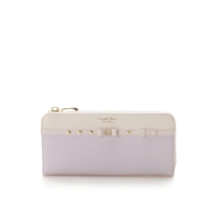 ラベンダー | パールストーンリボンベルトL字ジップ長財布 | Samantha Thavasa Petit Choice