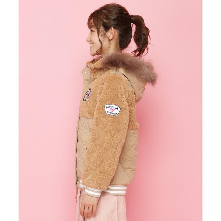 ハートキルトボアコンビ2WAYジャケット[品番：STJW0008510]｜Samantha