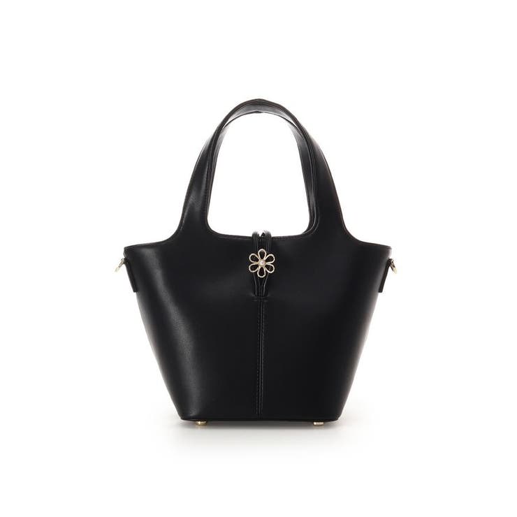 ブラック | オリジナルフラワーモチーフ金具 ハンドバッグ | Samantha Thavasa