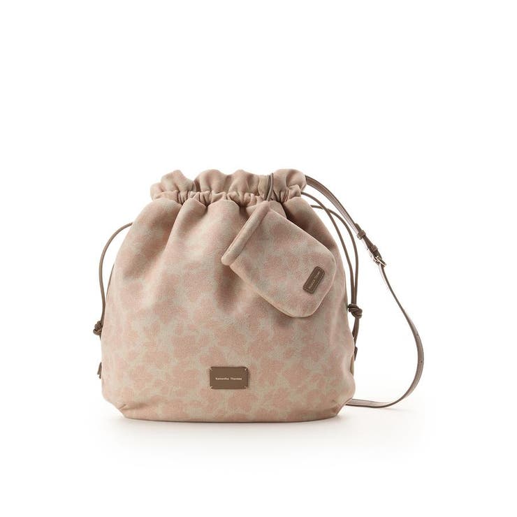 ピンクベージュ | ミニ巾着ポーチつき フラワーデザインショルダーバッグ | Samantha Thavasa