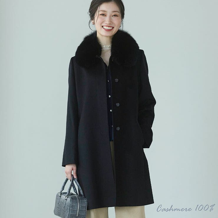 Shifon♪極上✨フロストブルーフォックスファー　カシミヤコート　極美品 TOMI最高級フロストブルーフォックスファーカシミア100%王様襟