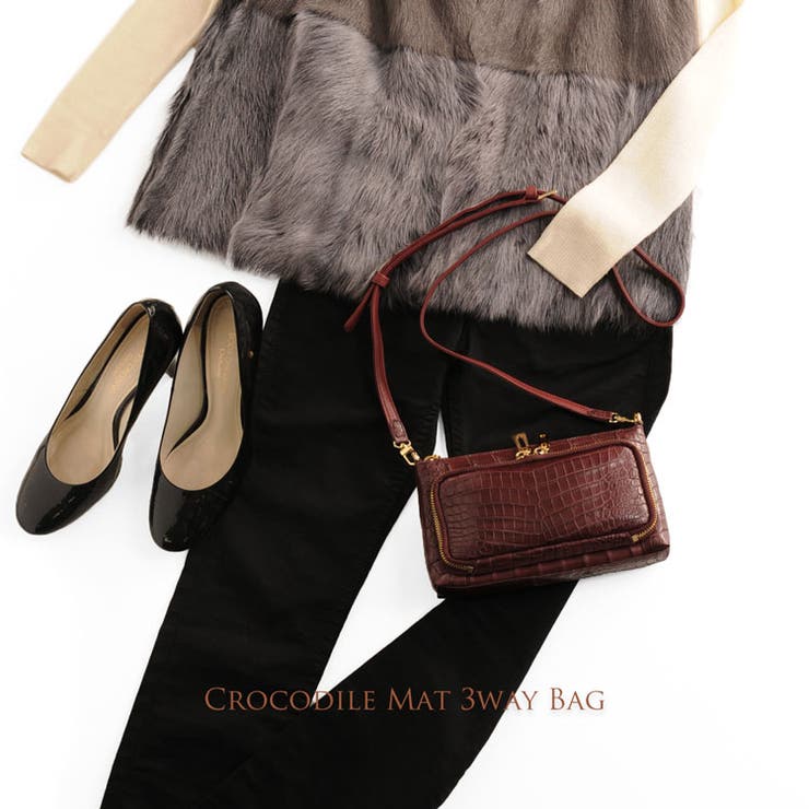 クロコダイル 4way バッグ マット加工 ゴールド金具 / レディース 軽量