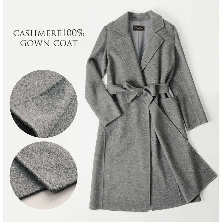 ✨極美品✨三京商会 Filomo カシミヤ100% グレー ロングコート2way Filomo カシミヤ 100%[品番：SNKC0000616]｜sankyo shokai